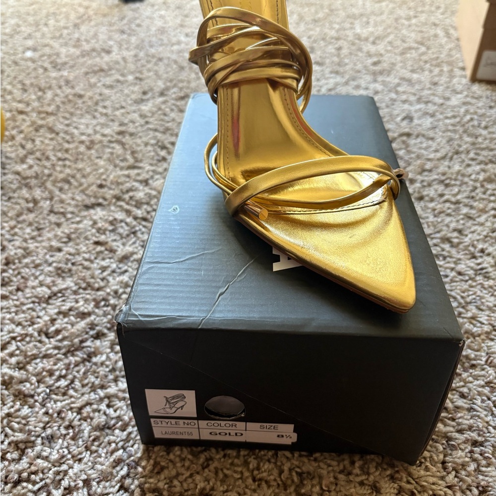Fashion Nova Gold Strappy Heels